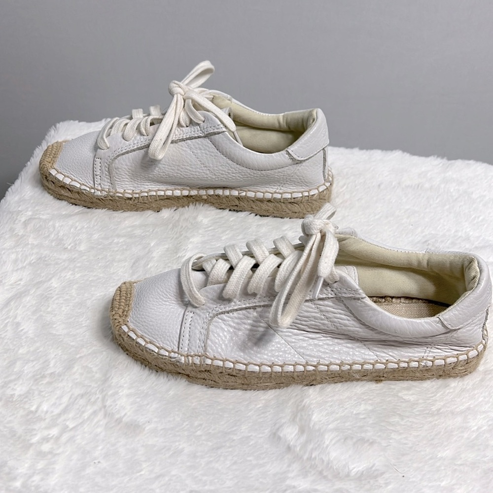 Soludos Sneakerdrille Lace Up Espadrille Leather Sneaker size 6 White - Picture 7 of 8